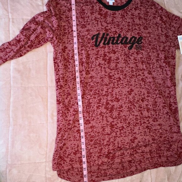 Vintage Long Sleeve Lularoe Shirt Pink Red Leopard Print Black Trim Women's XL - Picture 6 of 8